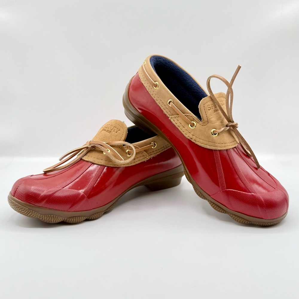 Sperry Women’s Saltwater 1-Eye Leather Waterproof Duck Boot Red EUC Size 7M